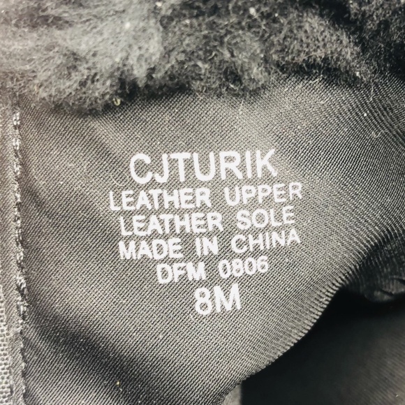 Circa Joan & David Black Leather Shearling Cuff Ankle Boots Size 8M Heels - Picture 16 of 16